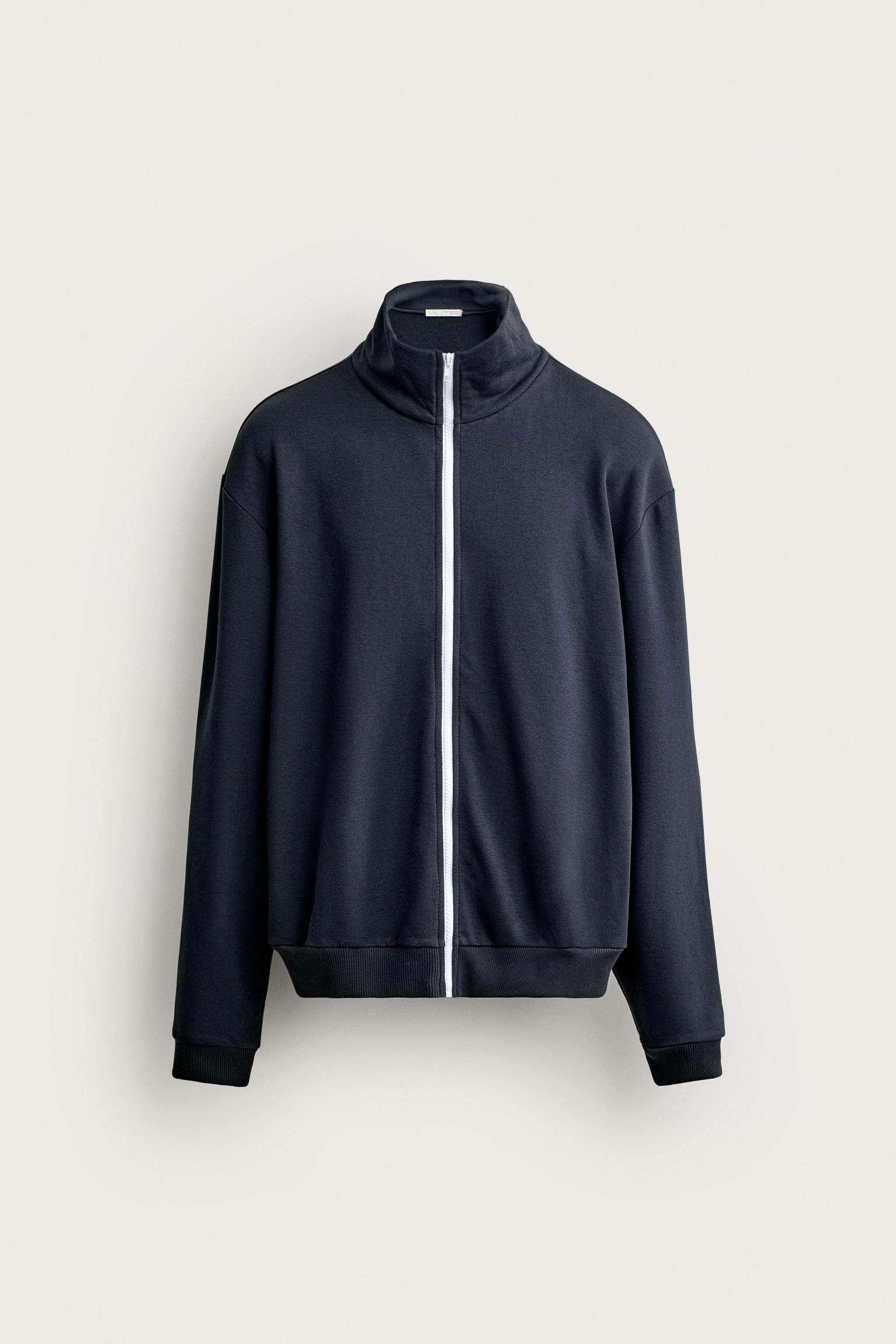 RELAXED FIT CONTRAST ZIP SWEATSHIRT